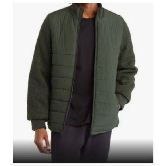 Zella Mixed Media Men's Recycled Polyester Jacket, Olive Green, Sz. S-tear - Picture 2 of 13